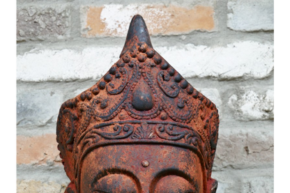 Antique Red Buddha Head Sculpture – 46cm
