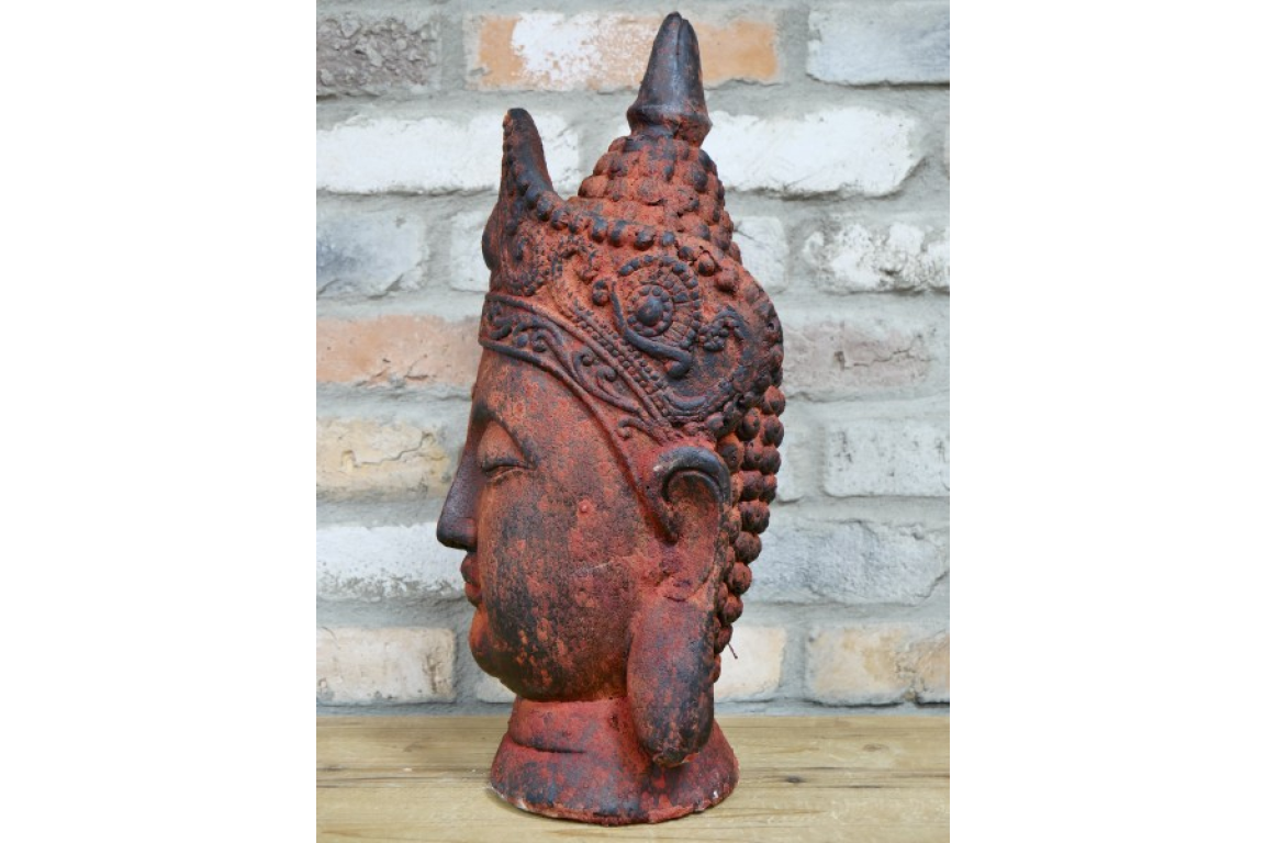Antique Red Buddha Head Sculpture – 46cm