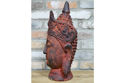 Antique Red Buddha Head Sculpture – 46cm