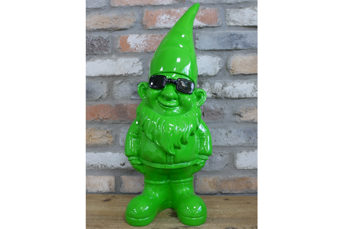 Bright Green Gnome Ornament with Sunglasses – 58cm