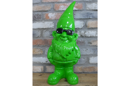 Bright Green Gnome Ornament with Sunglasses – 58cm