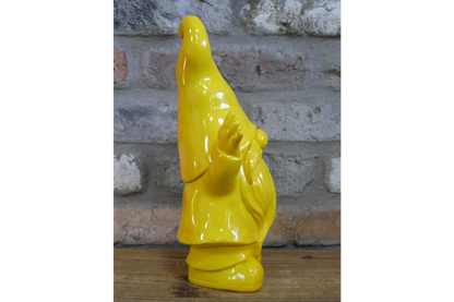 Bright Yellow Gnome Ornament with Raised Arms – 29cm