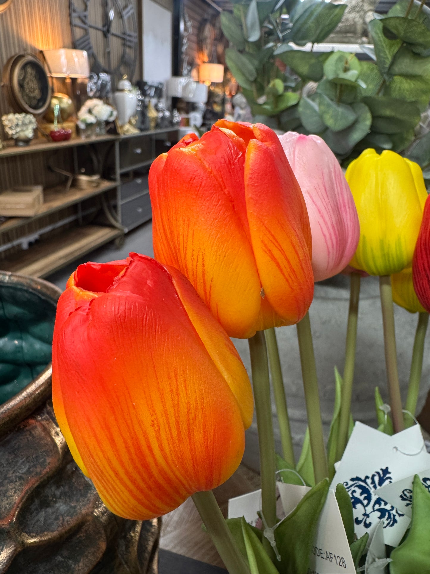 Orange faux tulip stem price per stem