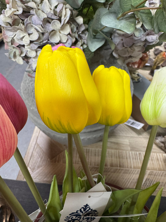 Yellow faux tulip stem price per stem