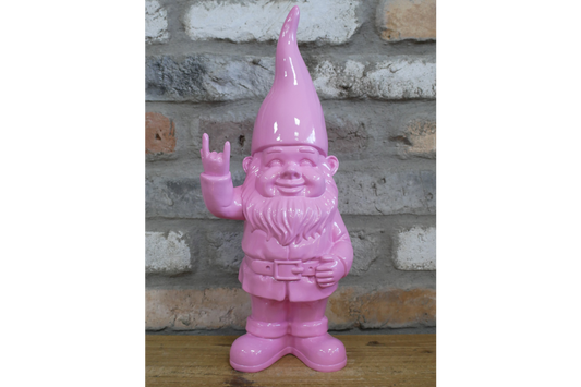 Glossy Pink Heart Gnome with hand signal Ornament – 35cm)