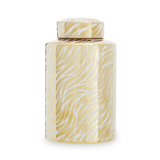 Doria small gold and white ginger jar. Home decor