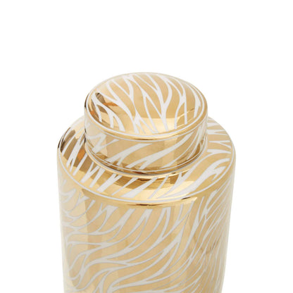 Doria small gold and white ginger jar. Home decor