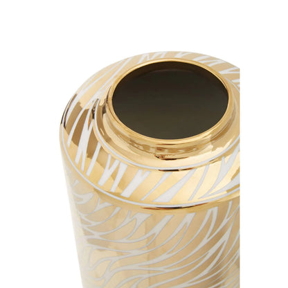 Doria small gold and white ginger jar. Home decor