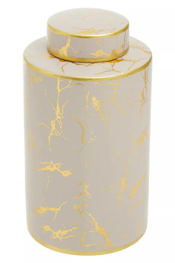Daria small mink and gold ceramic jar