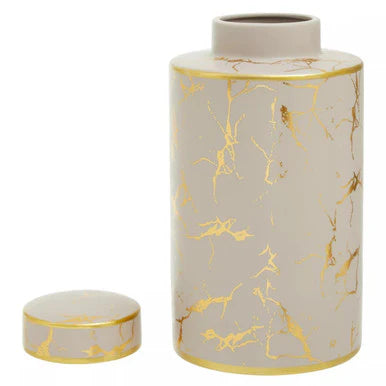 Daria small mink and gold ceramic jar