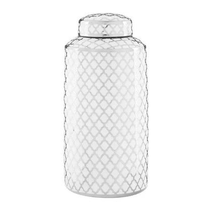 Renne large silver and white ceramic jar