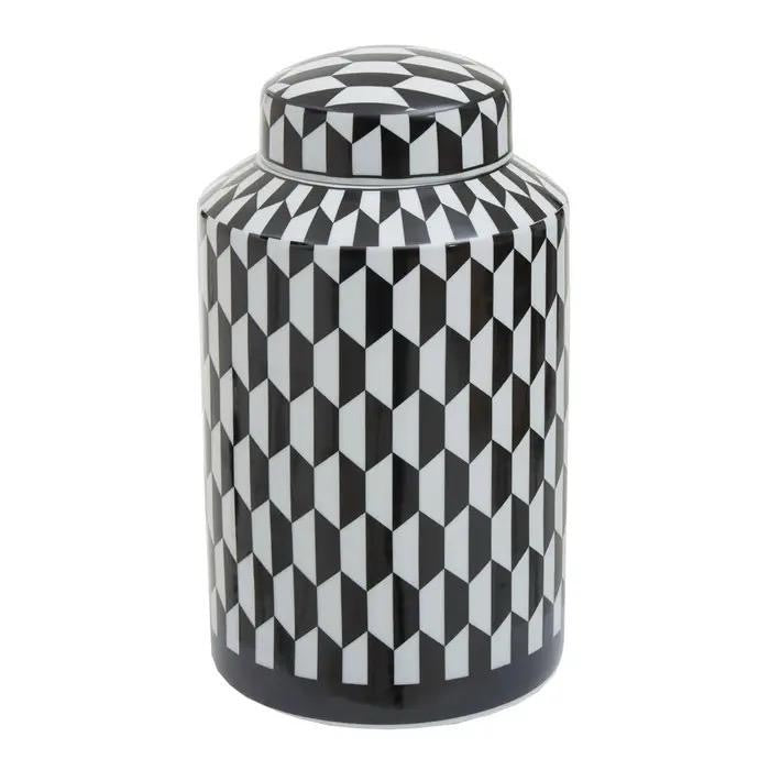 Small Mario black and white ceramic jar