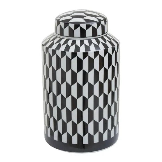 Small Mario black and white ceramic jar