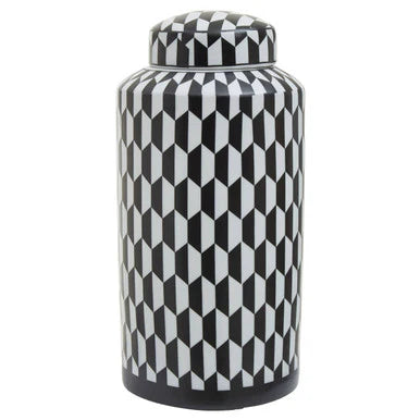 Large Mario black and white ceramic jar