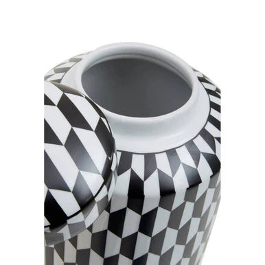 Large Mario black and white ceramic jar