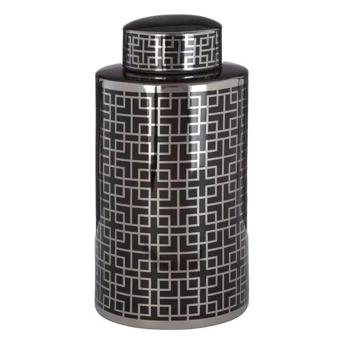 Small daria black and silver ceramic jar