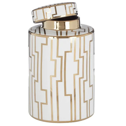 Ariana small ceramic jar in cream and gold