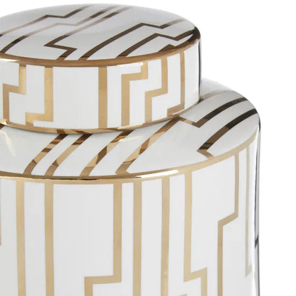 Ariana small ceramic jar in cream and gold
