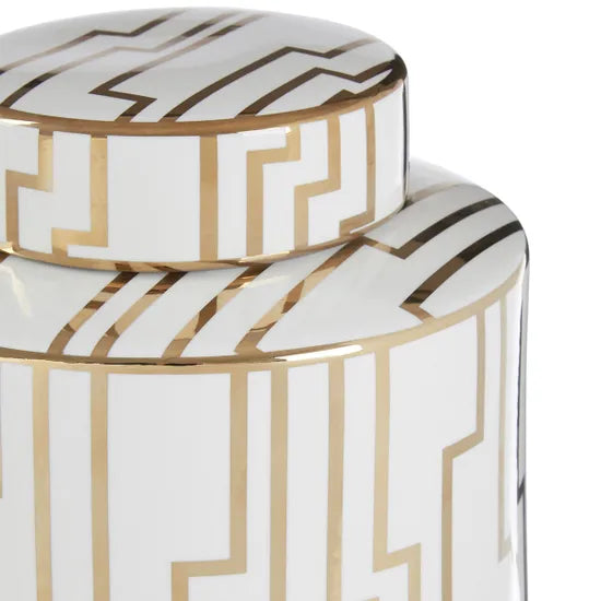 Ariana large ceramic jar cream and gold