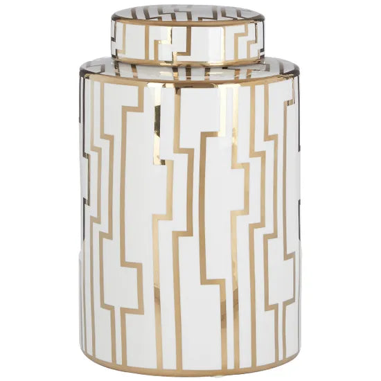 Ariana large ceramic jar cream and gold