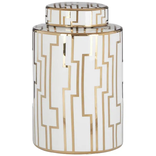 Ariana large ceramic jar cream and gold
