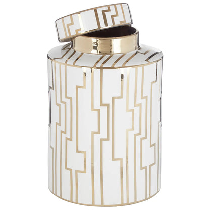 Ariana large ceramic jar cream and gold
