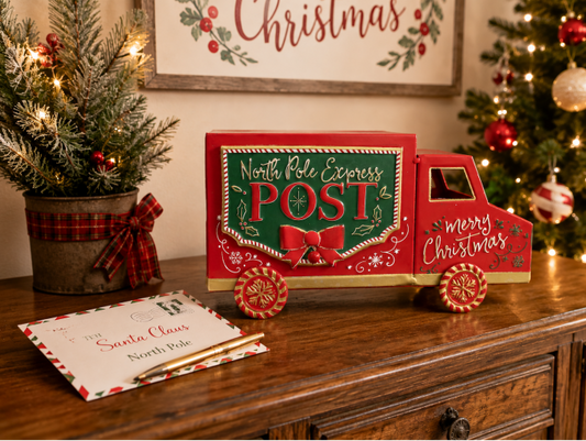 North Pole Express Metal Christmas Mail Van