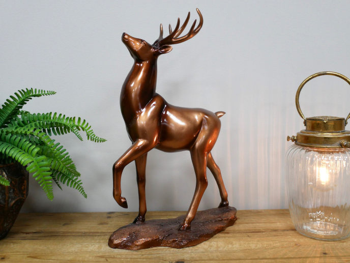 Bronze-Tone Standing Stag Ornament – 44cm