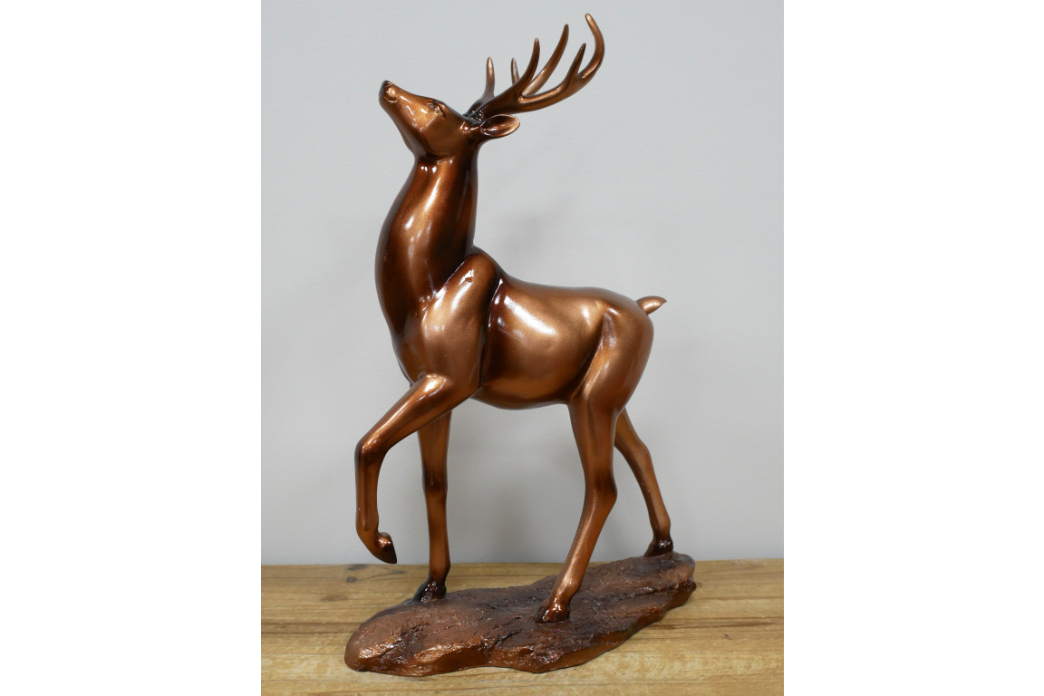 Bronze-Tone Standing Stag Ornament – 44cm