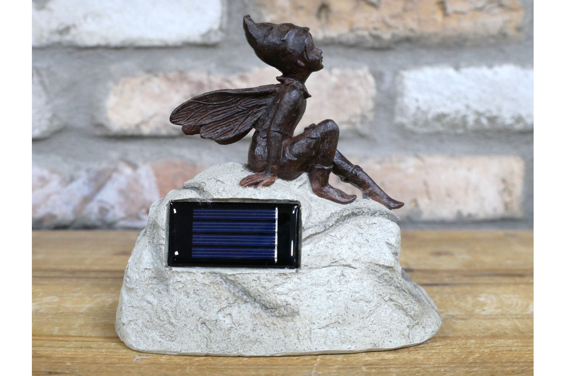 Light up fairy sitting on a stone Solar