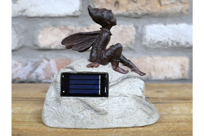 Light up fairy sitting on a stone Solar