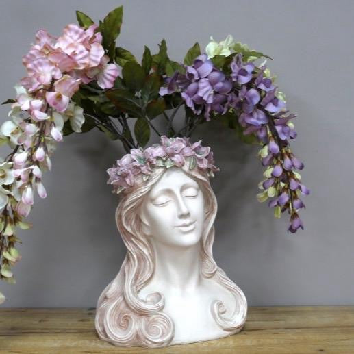 Lady planter with flower crown indoor or outdoor