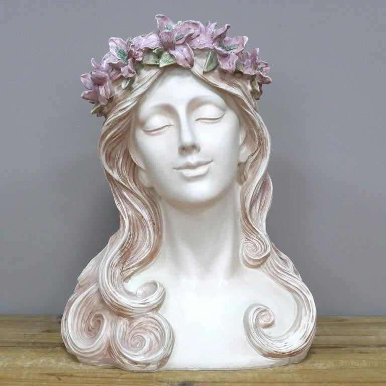 Lady planter with flower crown indoor or outdoor
