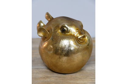 Gold puffer fish statue home decor