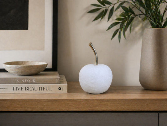 Small textured quartz apple with gold stem home decor styling price