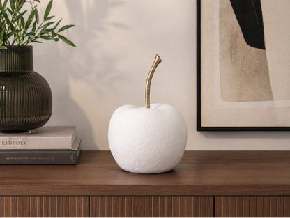 Large quartz white textured apple home decor