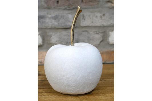 Large quartz white textured apple home decor