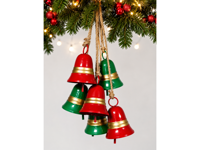 Red & Green Cluster Bell Christmas Decoration
