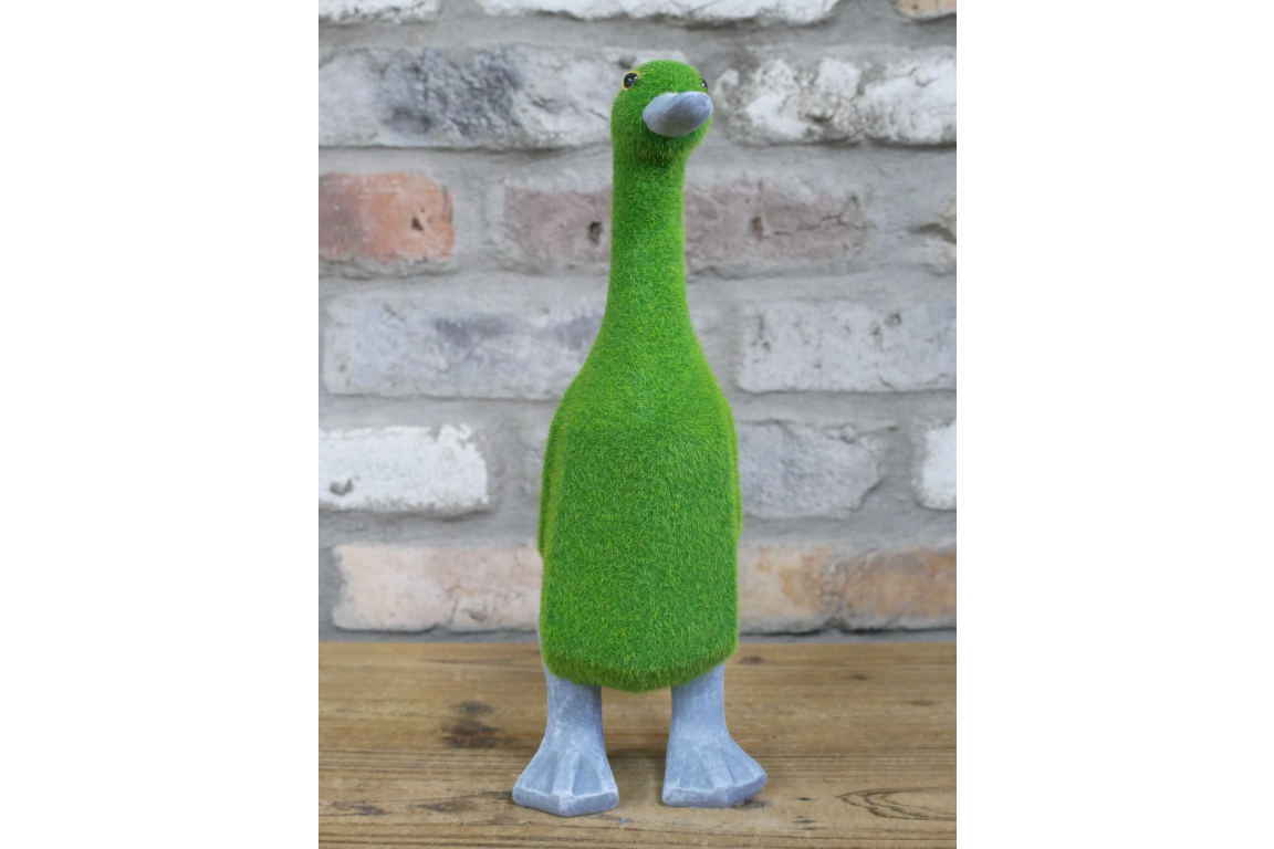 Faux grass duck statue for indoor or outdoor
