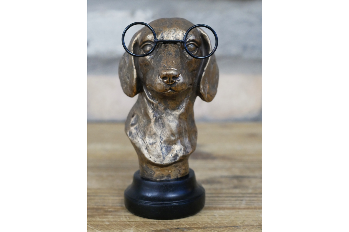 Sausage Dog Bust Ornament with Glasses