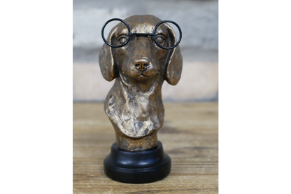 Sausage Dog Bust Ornament with Glasses