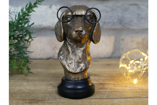 Sausage Dog Bust Ornament with Glasses