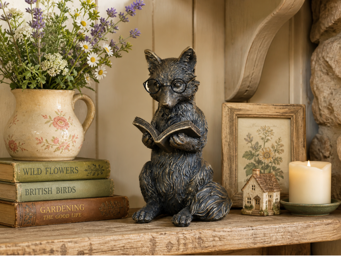 Reading Fox Ornament with Glasses