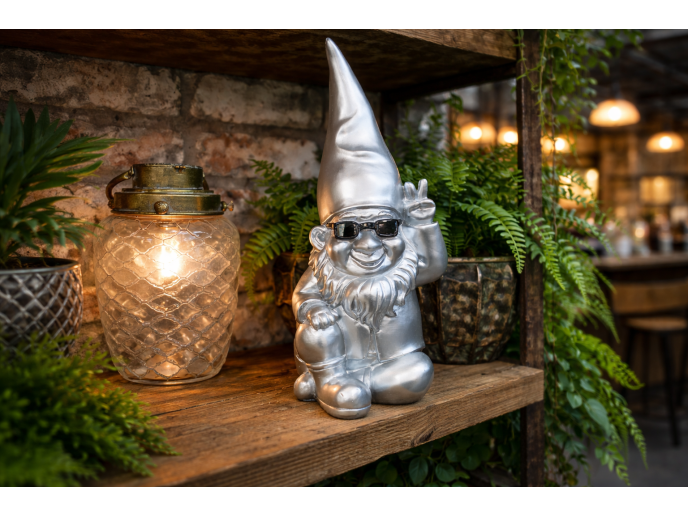 Cool Silver Garden Gnome Ornament
