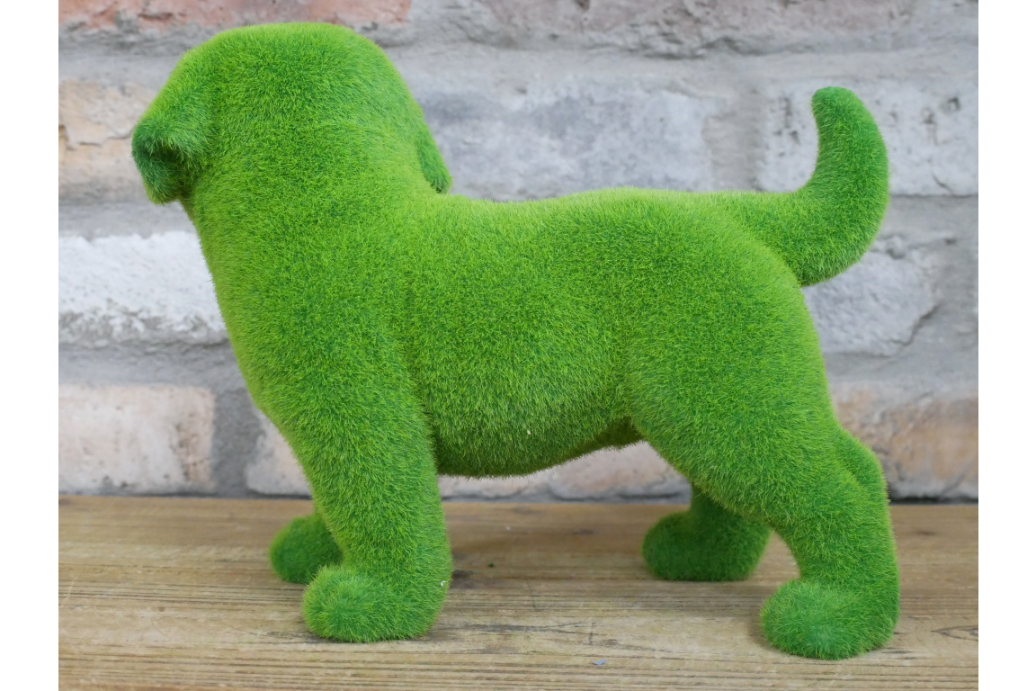 Green Flocked Puppy Dog Ornament