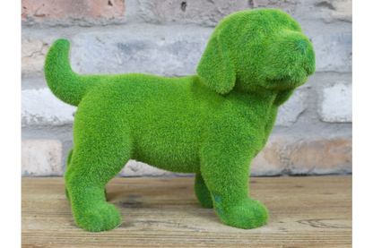 Green Flocked Puppy Dog Ornament