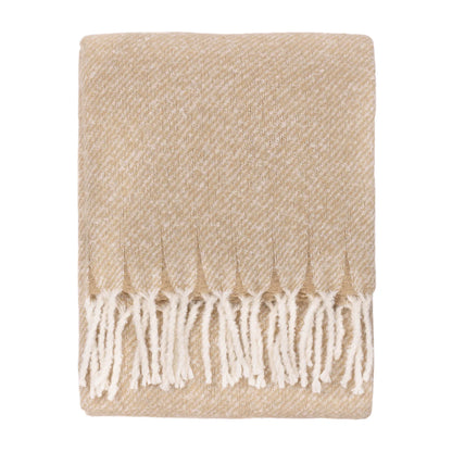 Isla soft woven beige tasseled throw