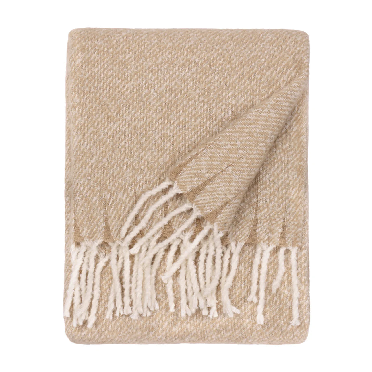 Isla soft woven beige tasseled throw