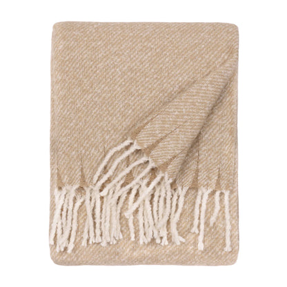 Isla soft woven beige tasseled throw