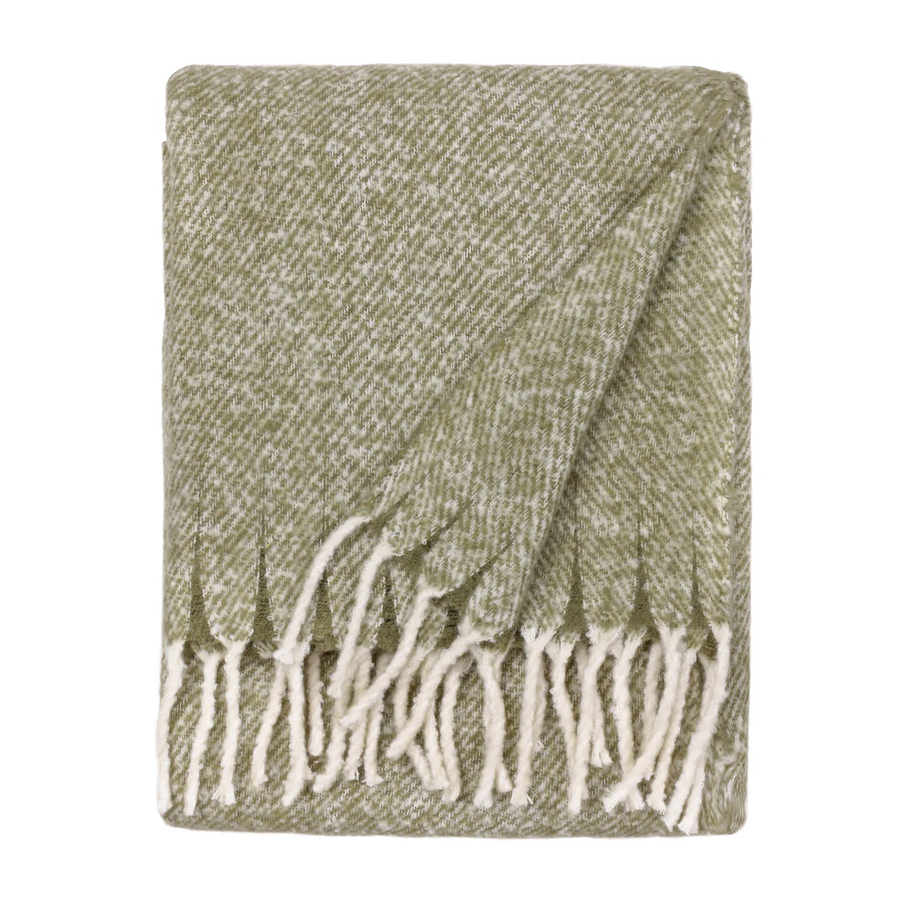 Isla soft woven green tasseled throw